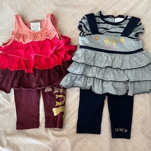 SIZE 3-6 MONTHS JUICY COUTURE BABY GIRLS BUNDLE 2 OUTFIT SETS 4 PIECES LOT1273